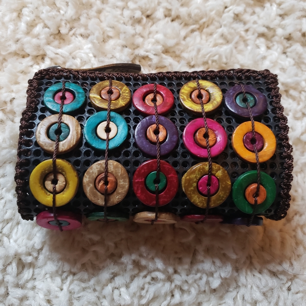 Brown Button Clutch/Coin Purse NWOT